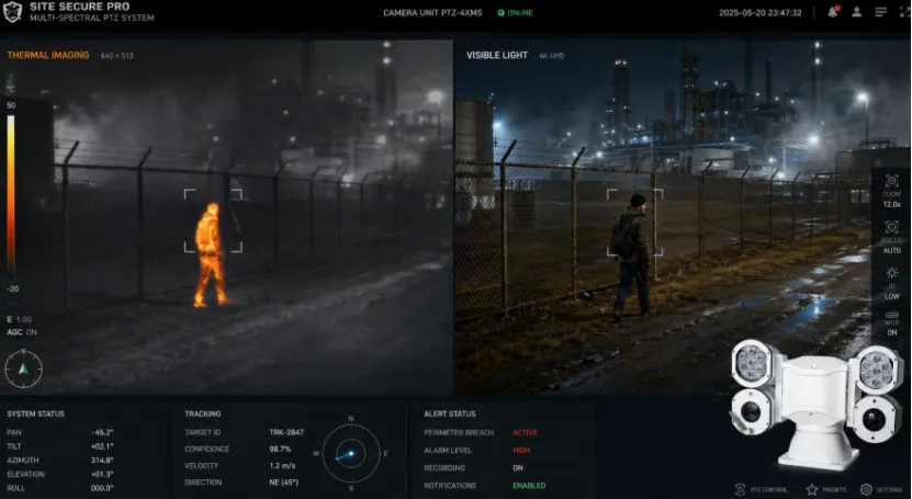 Thermal vs. visible light PTZ camera interface