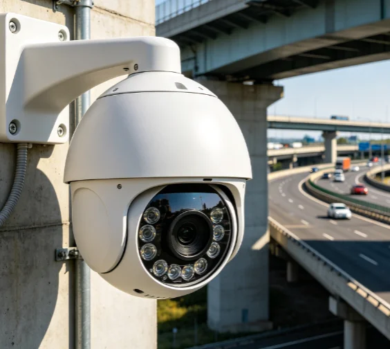 Telecamera PTZ accanto al ponte autostradale