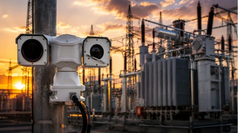 PTZ thermal camera monitoring an electrical substation