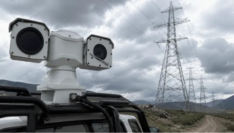 Vehicle-mounted thermal camera inspecting transmission lines
