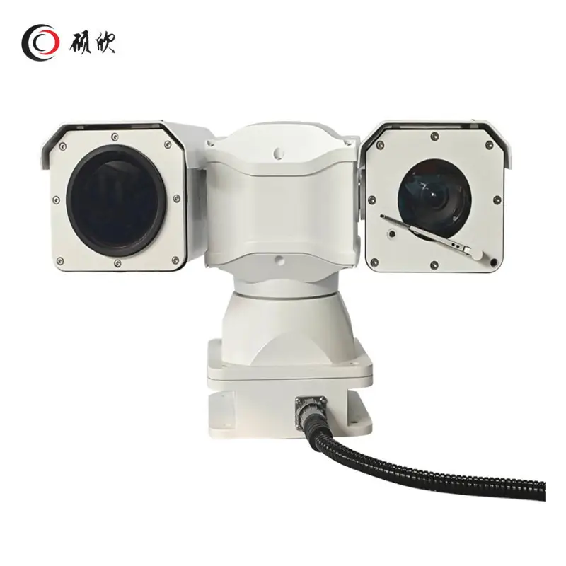Dual-sensor PTZ camera with thermal imaging and optical zoom lenses