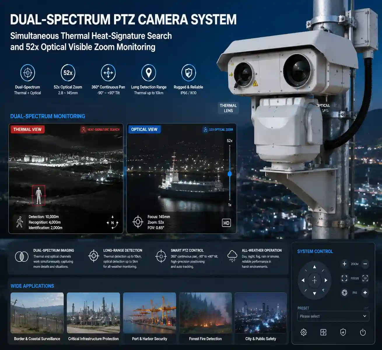 Budget breakdown for long range PTZ camera hardware mounting and network infrastructure