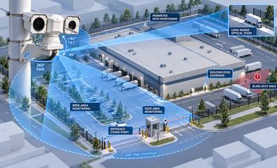 PTZ camera coverage and blind spot diagram